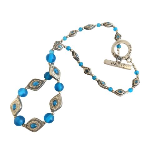 Collier court fantaisie vintage, Marc Labat Paris, de couleur bleu et - Label Emmaus - Modalova