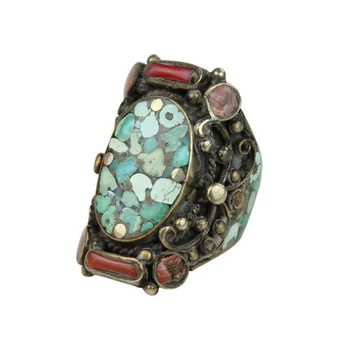 Bague Tibétaine - , Turquoise et Cornaline - Label Emmaus - Modalova