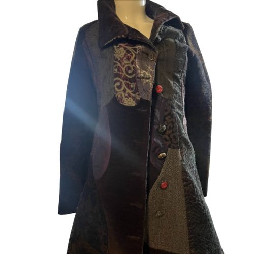 Manteau Désigual patchwork jacquard velours et bouton bijoux T 36 - Desigual - Modalova