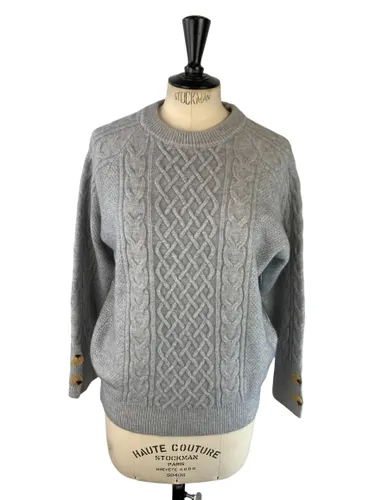 Riu Paris - Pull col rond torsades & boutons effet écaille poignets - clair chiné - Neuf d'invendu Riu - Taille S/M - Label Emmaus - Modalova