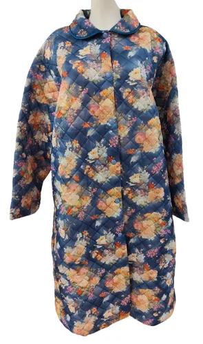 Robe de chambre matelassé vintage - Motif floral bleu - Fabriqué en France (T. 58/60) - Label Emmaus - Modalova