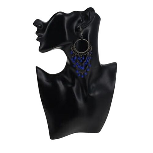 Boucles d'oreilles de style bohème avec perles bleues suspendues en cascade - Label Emmaus - Modalova
