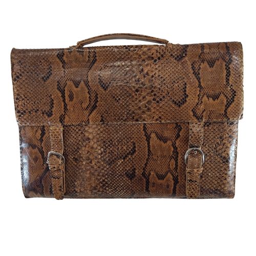 Sac cartable vintage effet python grand format - Label Emmaus - Modalova