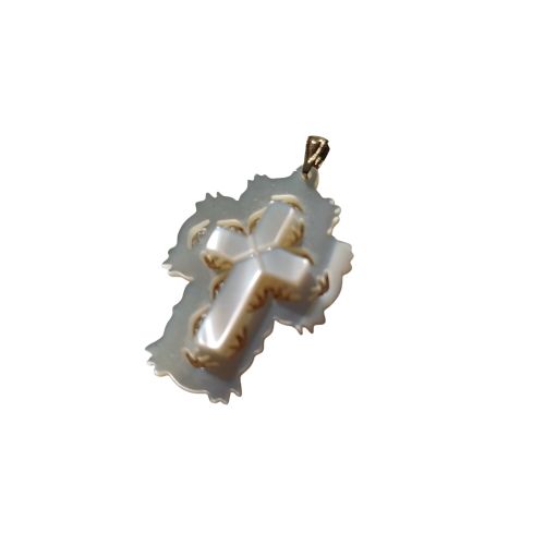 Pendentif croix en perle de mère - Label Emmaus - Modalova