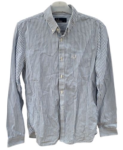 Chemise Casual à Rayures Bleues et Blanches - Fred Perry - Manches Longues (Col Button-Down) - Taille S - Label Emmaus - Modalova