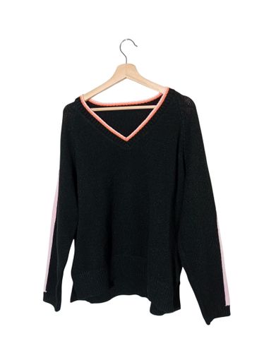 Pull Col V Liseré Orange Et Rose (T6937) - Label Emmaus - Modalova