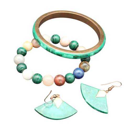 Bracelet boucles d'oreille en malachite - Label Emmaus - Modalova