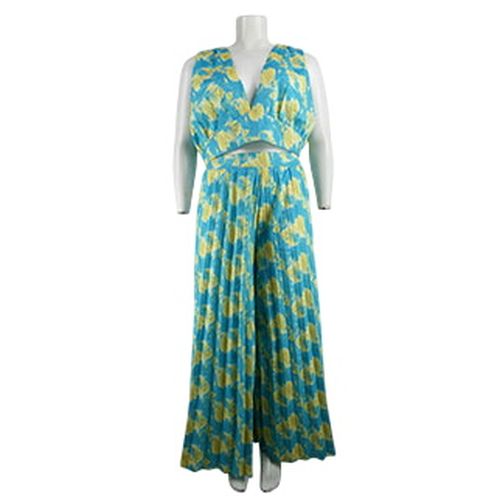 Ensemble pantalon/top bleu imprime feuilles - Taille 2XL - Label Emmaus - Modalova