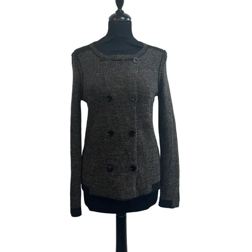 Cardigan en maille tricotée croisée et noir - Taille M - Comptoir des Cotonniers - Modalova