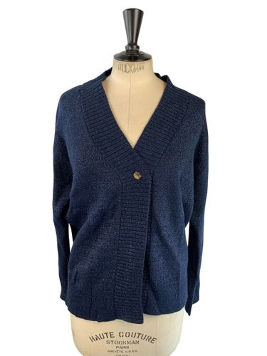 Riu Paris - Gilet cache-cœur en maille irisée lurex - marine - Neuf d'invendu Riu - Taille L (estimé) - Label Emmaus - Modalova