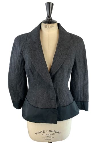 Alberta Ferretti - Veste cintrée en laine vierge bimatière - Taille 36 / S (IT 40) - anthracite & noir - Label Emmaus - Modalova
