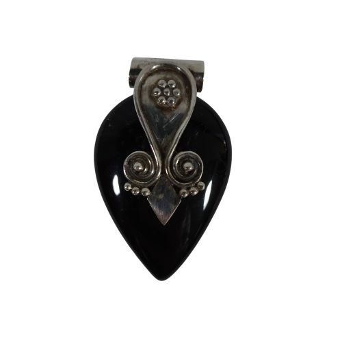 Pendentif en argent 925 et onyx – Style ethnique artisanal - Label Emmaus - Modalova