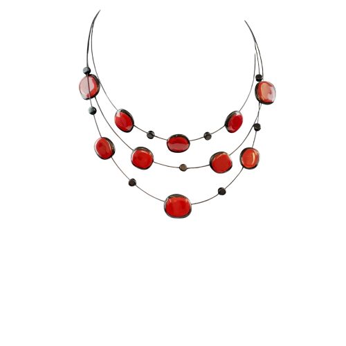 Collier ras du cou double rang orné de motifs circulaire - Label Emmaus - Modalova