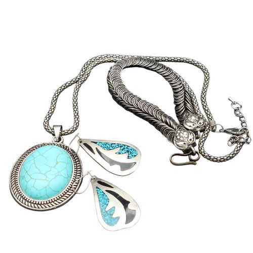 Ensemble collier, bracelet et boucles d'oreilles en métal - Label Emmaus - Modalova