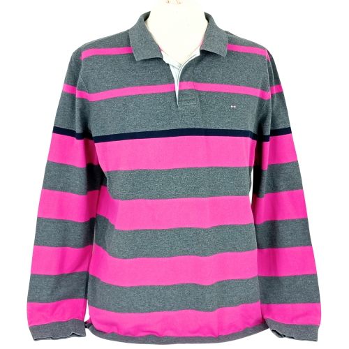 Polo - manches longues - rayures - couleur et rose - taille XL (44) - Eden Park - Modalova