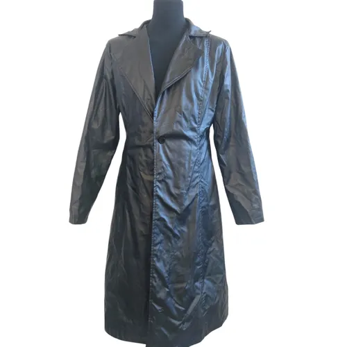Manteau long effet cuir avec doublure rouge style gothique, vampire, Matrix — taille L - Label Emmaus - Modalova