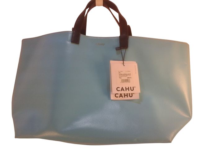 Sac Cabas CAHU "Pratique" ciel & cuir noir - NEUF AVEC ÉTIQUETTE - Label Emmaus - Modalova