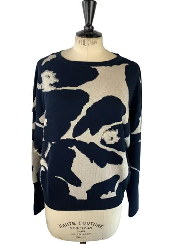 Riu Paris - Pull col rond jacquard abstrait - Bleu marine & - Neuf d'invendu Riu - Taille L - Label Emmaus - Modalova
