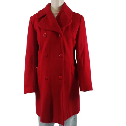 Manteau vif laine 80 % double boutonnage col à revers ceinturé taille 36 - Tara Jarmon - Modalova