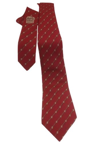 Authentique cravate en soie Paris - Rouge motifs équestres - Hermès - Modalova