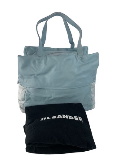 Jil Sander — Sac cabas en cuir et nylon matelassé — ciel / gris (Fabriqué en Italie) - Label Emmaus - Modalova