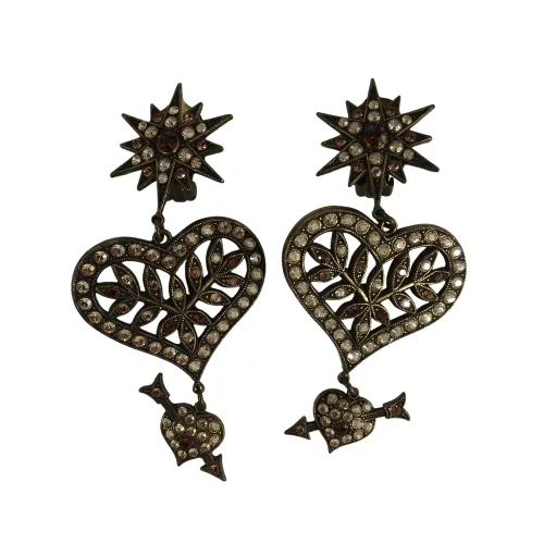 Boucles d’oreilles pendantes à clips Zazou – Strass et laiton - Label Emmaus - Modalova