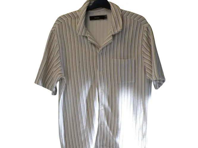 Chemise manches courtes texturée à rayures - Taille L - Bershka - Modalova