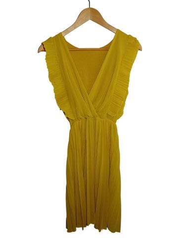 Robe Plissée Moutarde Cache-coeur (T6850) - Label Emmaus - Modalova