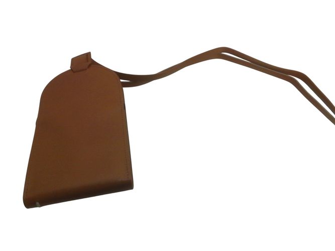 Pochette tour de cou / Porte-iPhone en cuir camel - NEUF AVEC ÉTIQUETTE - Label Emmaus - Modalova