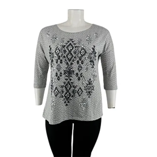 Blouse grise imprimé sequins - Taille 5 - Zamba - Modalova