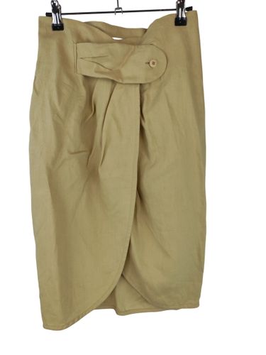 Erreuno — Jupe portefeuille mi-longue en lin paille — Made in Italy — 100 % Lin — Taille 36 FR (IT 42) - Label Emmaus - Modalova