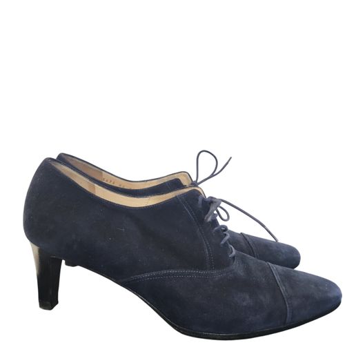 Escarpins richelieu à talons Manfield en cuir suédé marine – taille 38.5 - Label Emmaus - Modalova