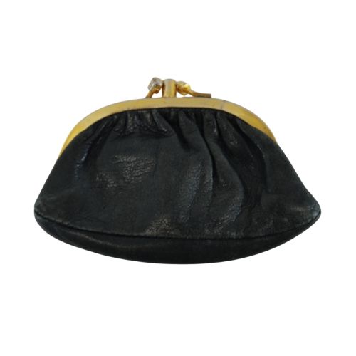 Porte-monnaie vintage cuir noir fermoir métal - Label Emmaus - Modalova