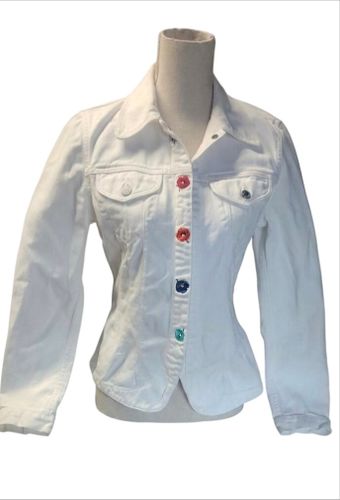 Veste en jean blanche Jeans brodée - Taille 38 Vintage) - Kenzo - Modalova