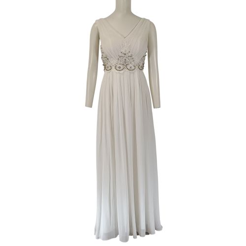 Robe longue Ominsioni blanche taille S/M plissée ornements perles - Label Emmaus - Modalova
