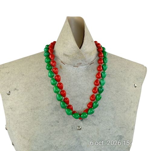 Lot de 2 colliers perles de verre en forme de goutte et verte - Label Emmaus - Modalova