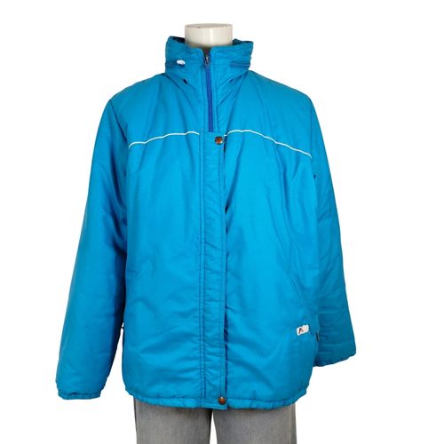 Veste K-Way turquoise vintage coupe-vent à capuche doublée liserés blancs taille M - Label Emmaus - Modalova