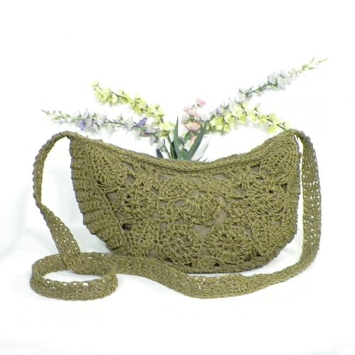 Sac en Paille Papier Vert Olive - promod - Modalova