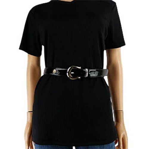 Ceinture noire avec clous en forme de cœur en métal - Longueur 75 cm - Largeur 3.9 cm - Label Emmaus - Modalova
