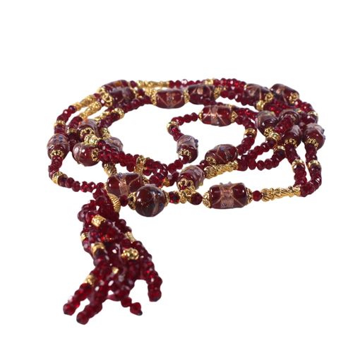 Collier de festivités en perles de verre grenat - Label Emmaus - Modalova