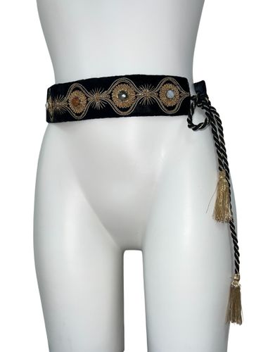 Ceinture brodée style antique (sûrement perse fait maint) en velours et véritables pierres - Label Emmaus - Modalova