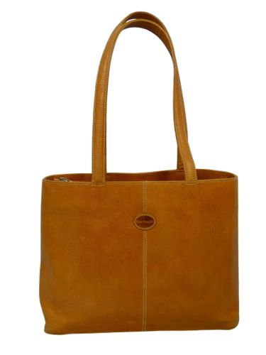 Sac cabas porté épaule vintage en cuir de vachette grainé caramel - Mac Douglas - Modalova