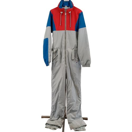 Combinaison de ski vintage K-Way International taille 44 rouge bleu à capuche - Label Emmaus - Modalova