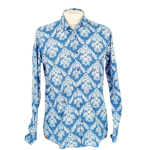 Chemise - marque Le Blé en Herbe - manches longues - motif cachemire à arabesques florales - couleur et blanc - taille S (38) - Label Emmaus - Modalova