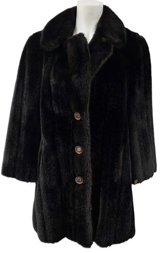 Manteau vintage en fausse fourrure, avec fermeture par 3 boutons - Label Emmaus - Modalova