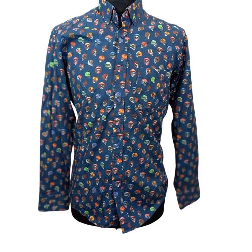 Chemise bleue avec têtes avec casques " EMYLE" T s - Label Emmaus - Modalova