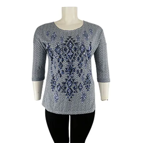 Blouse bicolore imprimé sequin - Taille T4 - Zamba - Modalova