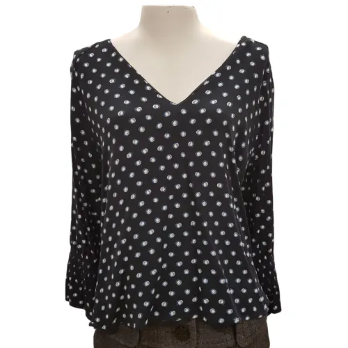 Top à motifs bleu et blanc - Taille 42 - Galeries Lafayette - Modalova