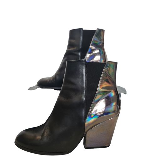 Bottines à talons en cuir et revêtement métallisé - Pointure 41 - Bocage - Modalova