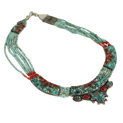 Collier Tibétain - , Turquoise et Cornaline - Label Emmaus - Modalova